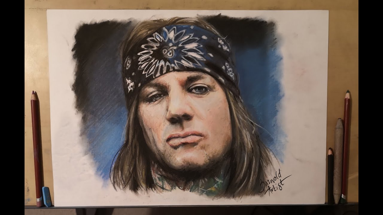 STEEL PANTHER - STIX ZADINIA  Pastel Pencil Drawing by BazwoldArtist