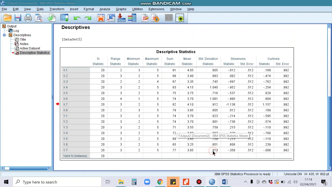UJI STATISTIK DESKRIPTIF MENGGUNAKAN SPSS VERSI 25 DATA PRIMER DAN SEKUNDER