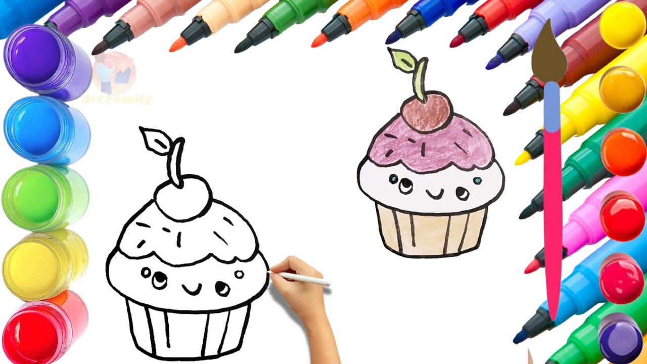How To Draw cute Cake Drawing, Painting & Coloring For Kids and Toddlers_ Child Art 🐋🌈🎨