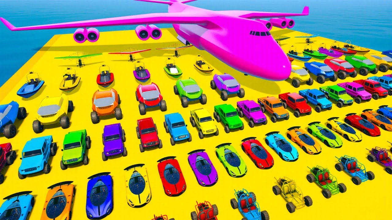 Spider-Man GTA V Mods🏎️🚁 New Epic Stunt Challenge With Super Racing Car Motorcycle Helicopter & Boat