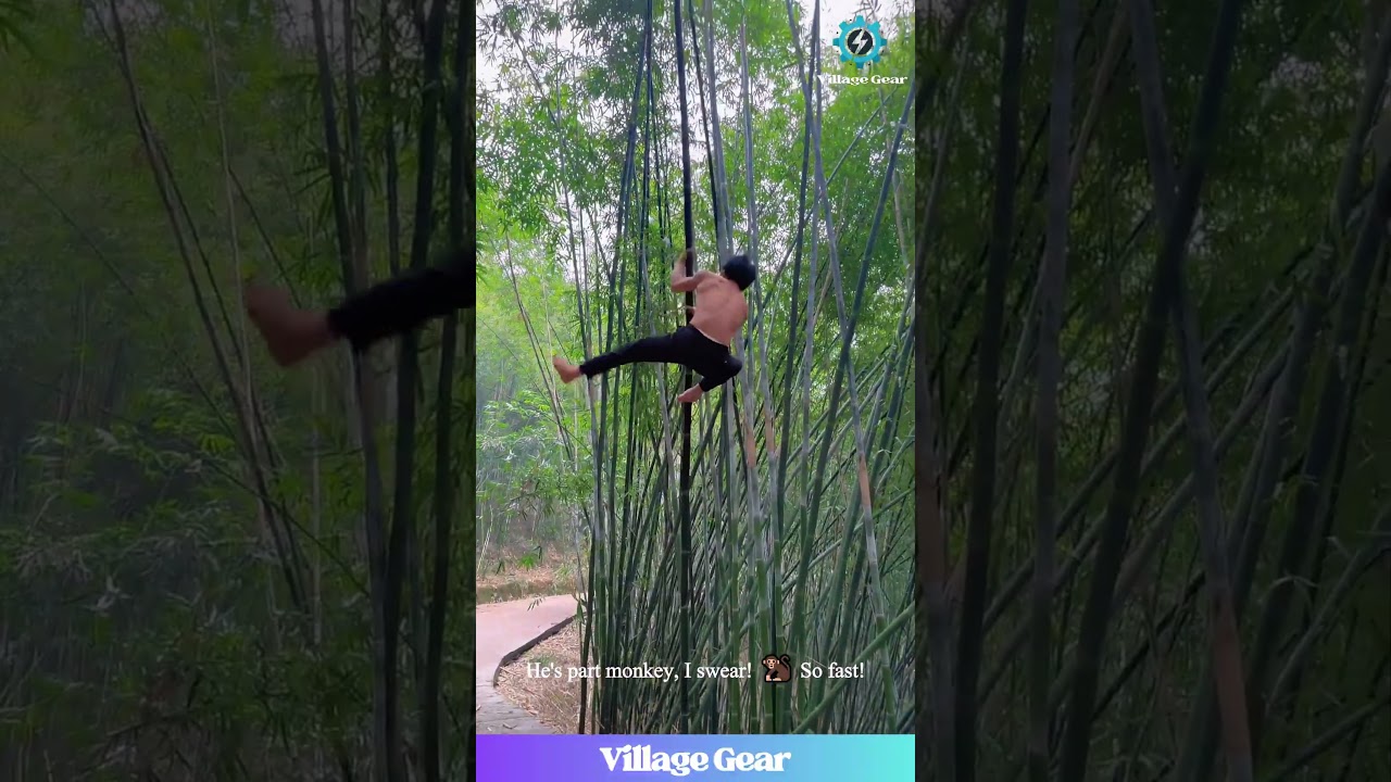 Some People Climb Trees, This Dude Climbs GIANT Toothpicks! 😂 He's a Real-Life Monkey Man! #bamboo