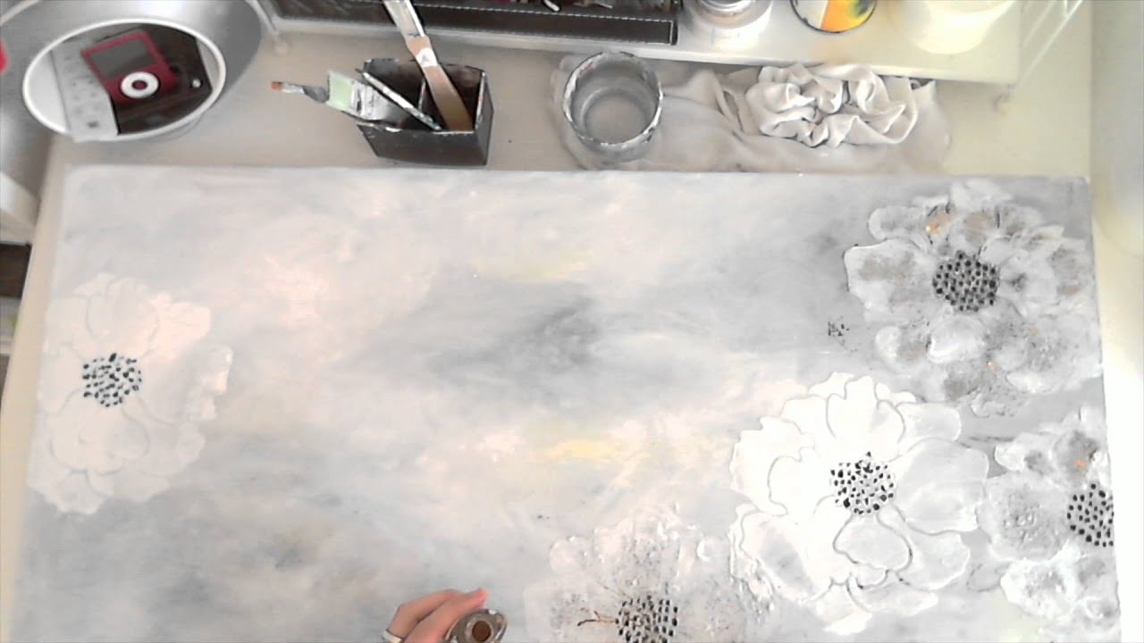 White Flowers - Mixed Media Canvas - DDAG - 22.12.2015