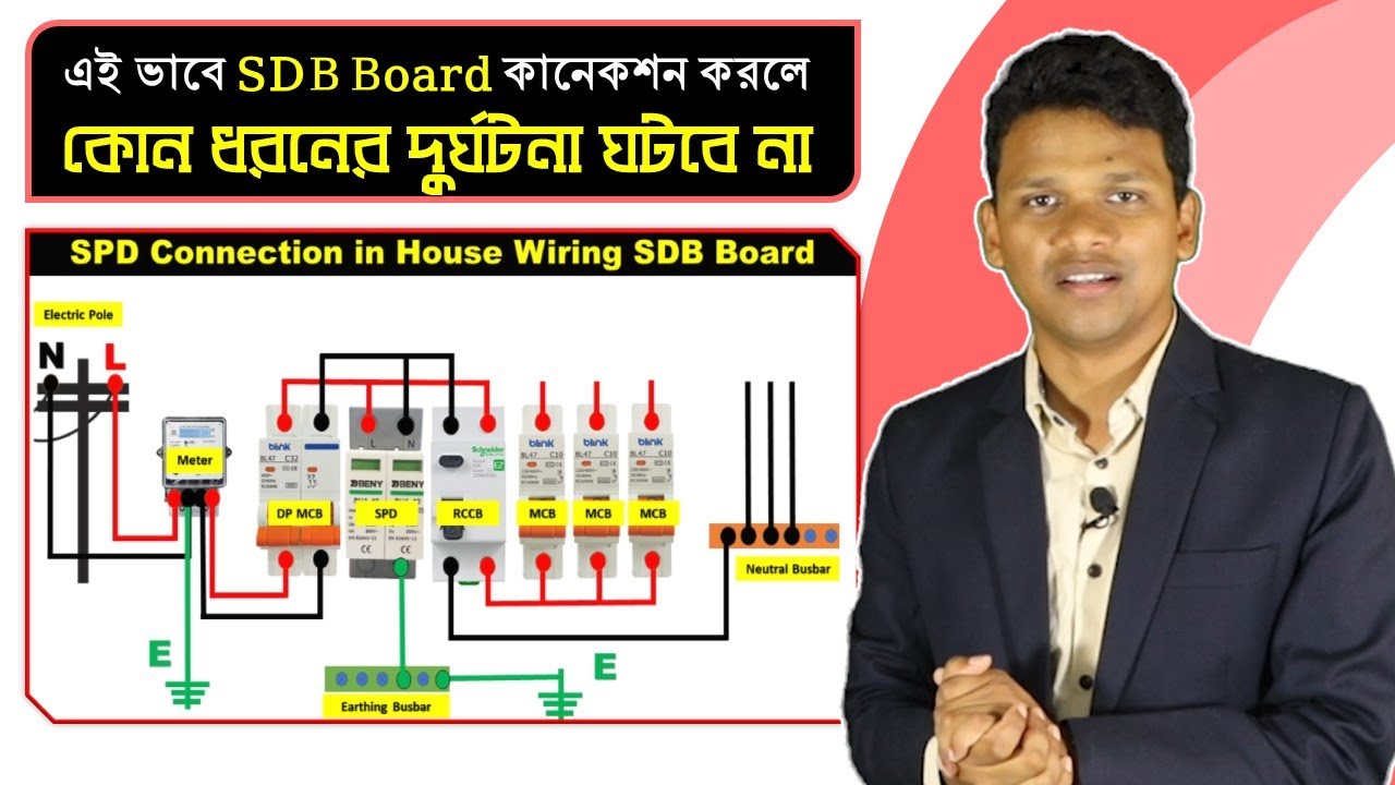 এই ভাবে SDB Board কানেকশন করলে, কোন ধরনের দুর্ঘটনা ঘটবে না |  MCB RCCB SPD Connection in SDB Board