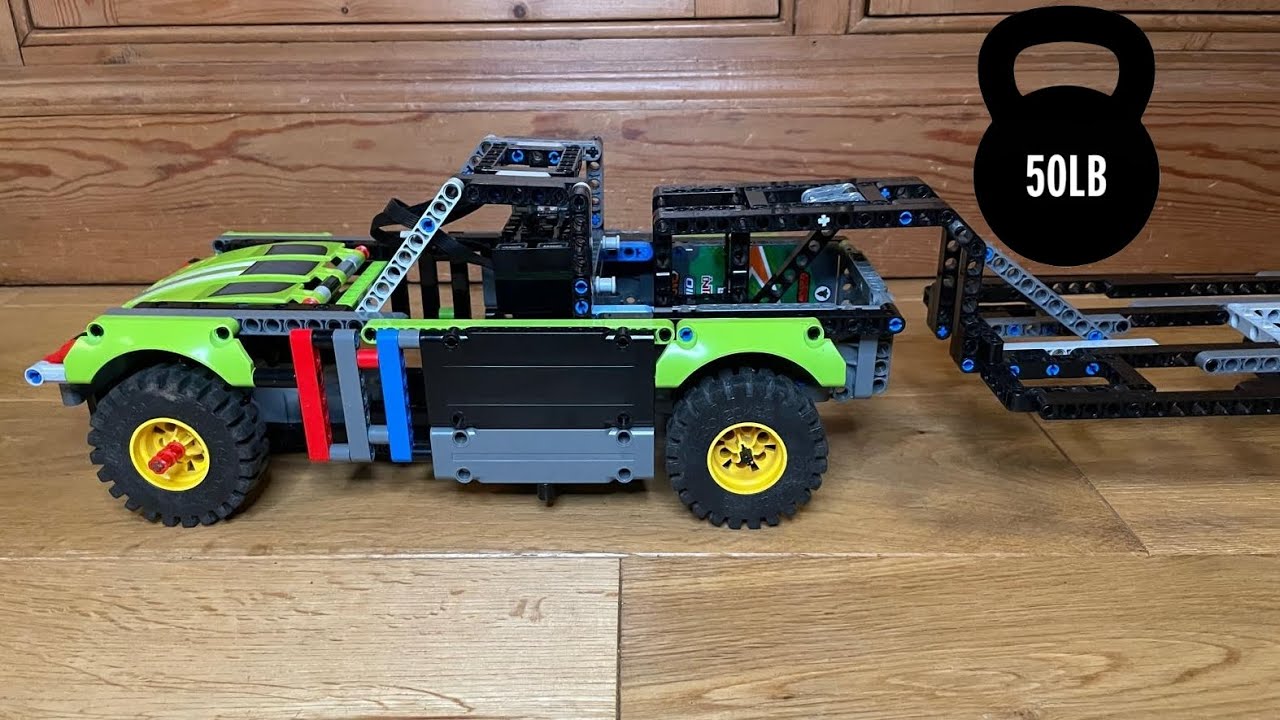 Lego Technic rc truck with goose neck trailer weight testing