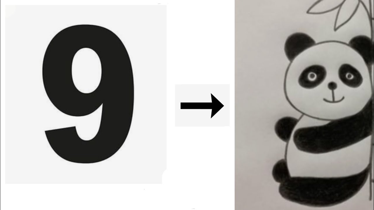 How to draw a panda with 9 