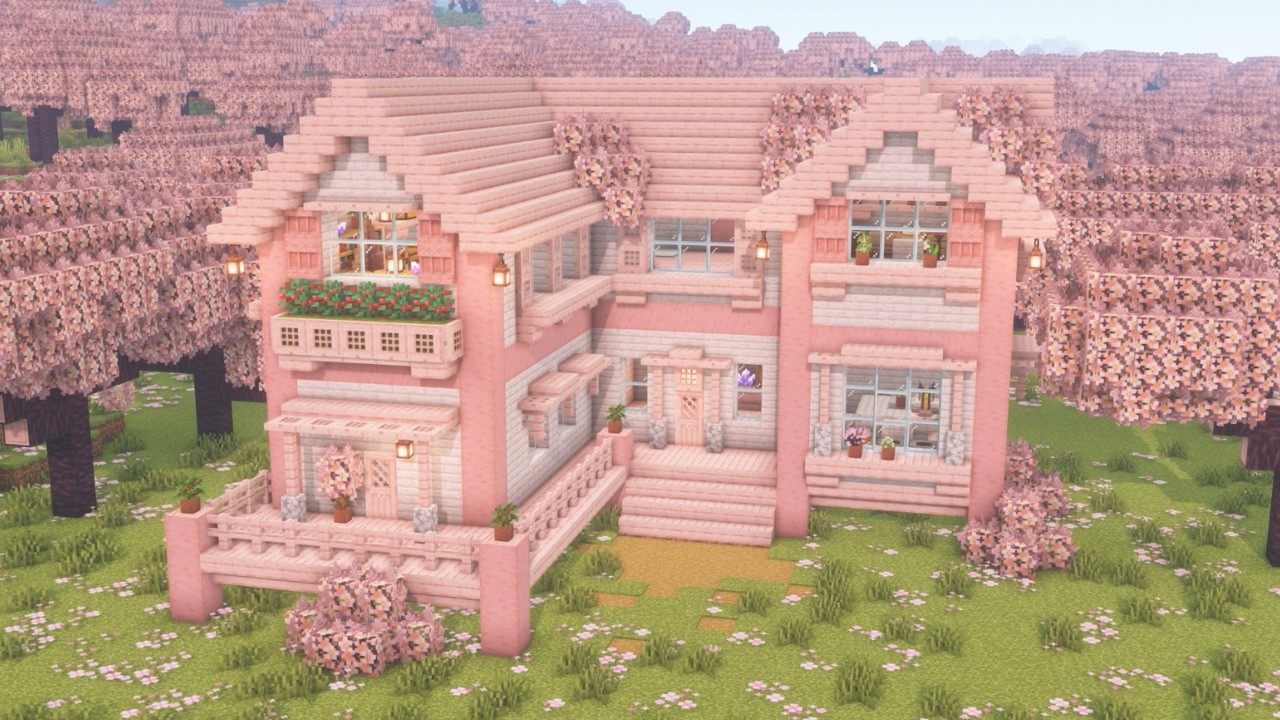 [Minecraft] How to Build a Cozy Cherry Blossom House / Tutorial