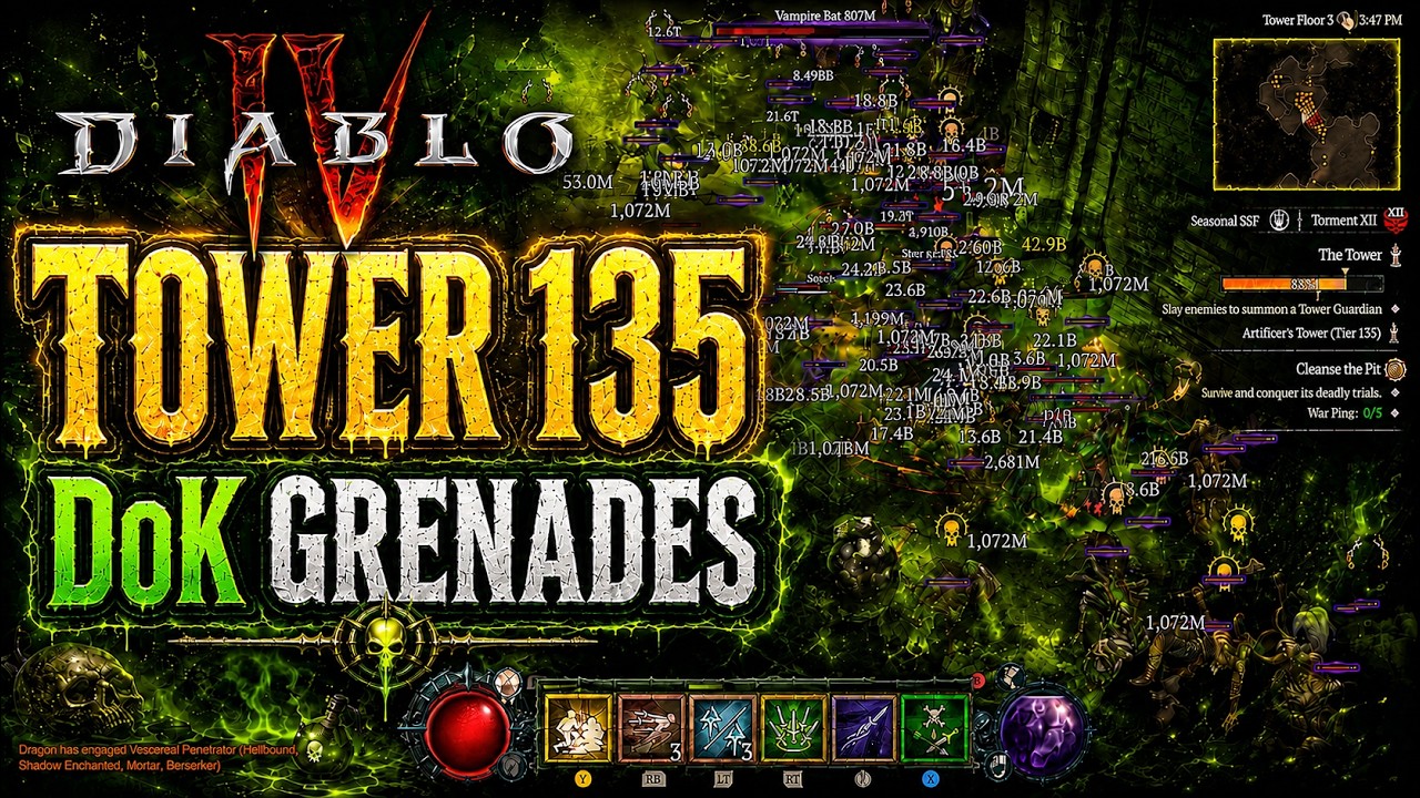 Tower 135 Cleared! Dance of Knives Grenade Rogue | Diablo 4
