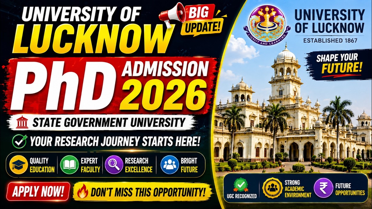 University of Lucknow PhD Admission 2026 | State Government University PhD Opportunity Explained.