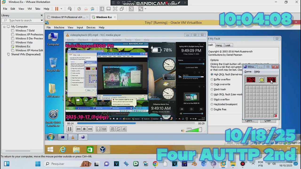 @GeloSingsonBSOD Has TBSOD VM (VBox On VMWare/Virtualbox 5.2.10 BSOD VM Test)