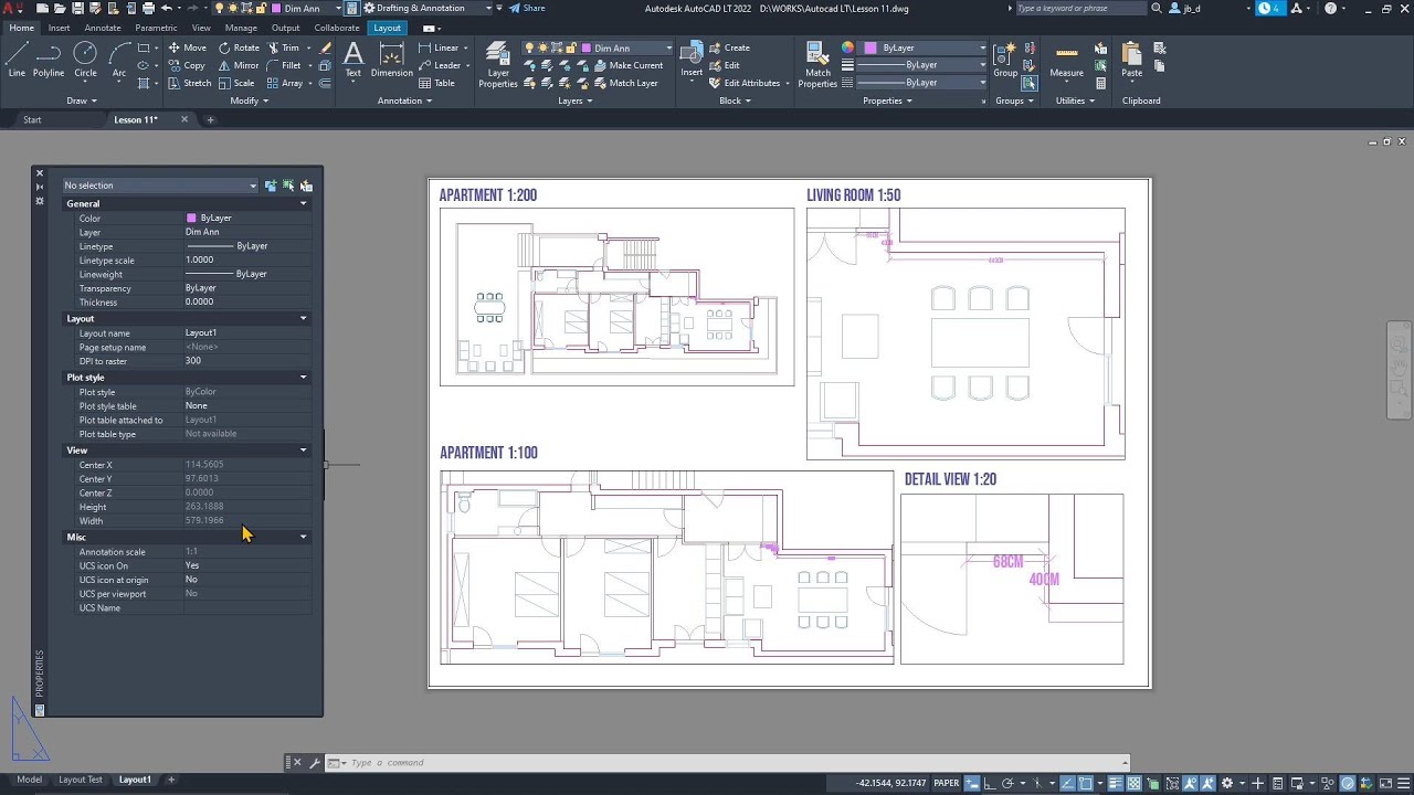 Videocorso AUTOCAD - 11 - Impostare un Disegno su Foglio A4, Tavola, Impaginazione, Layout, Scala