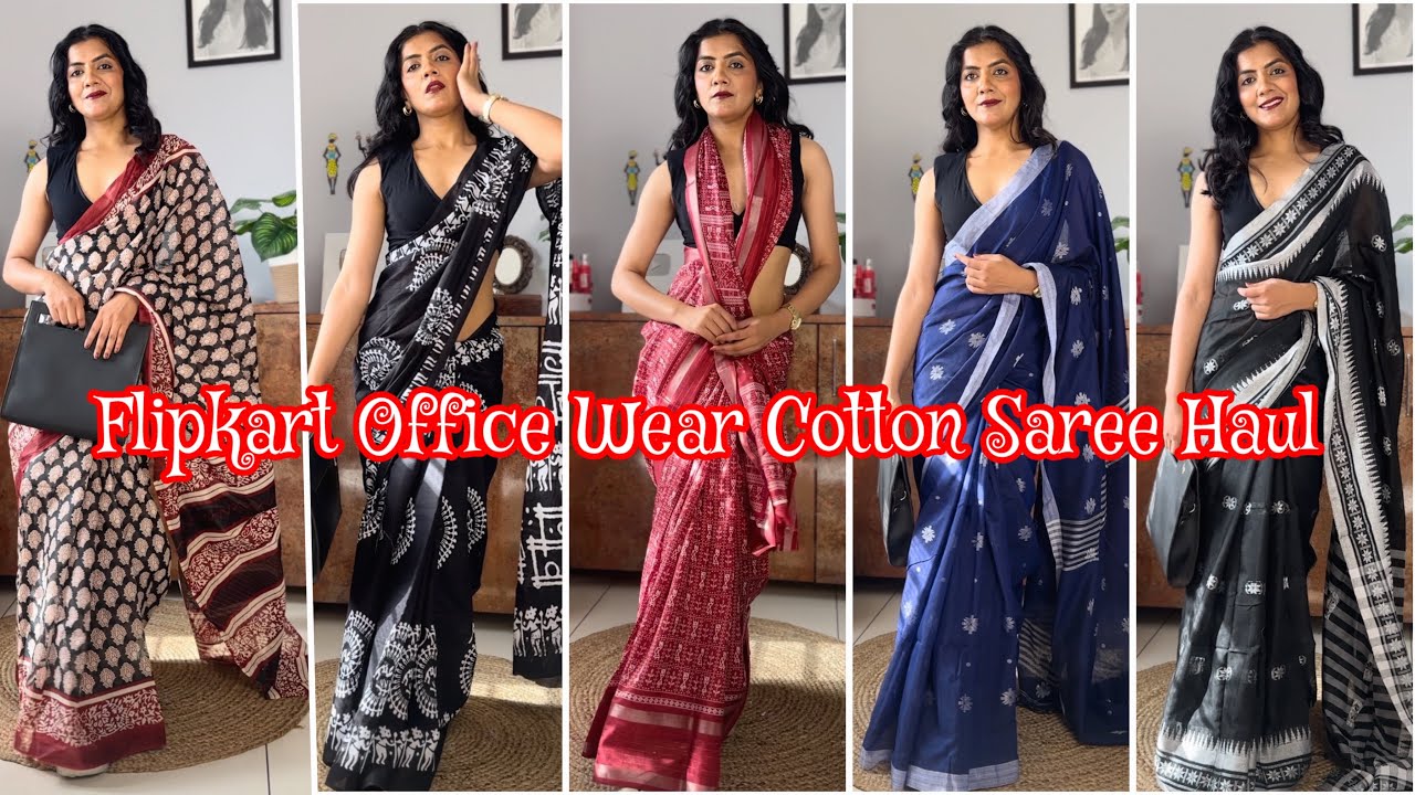 Flipkart Trending Office Wear Cotton Saree Under Budget / Cotton Saree Try On Haul / Rajveerpunni