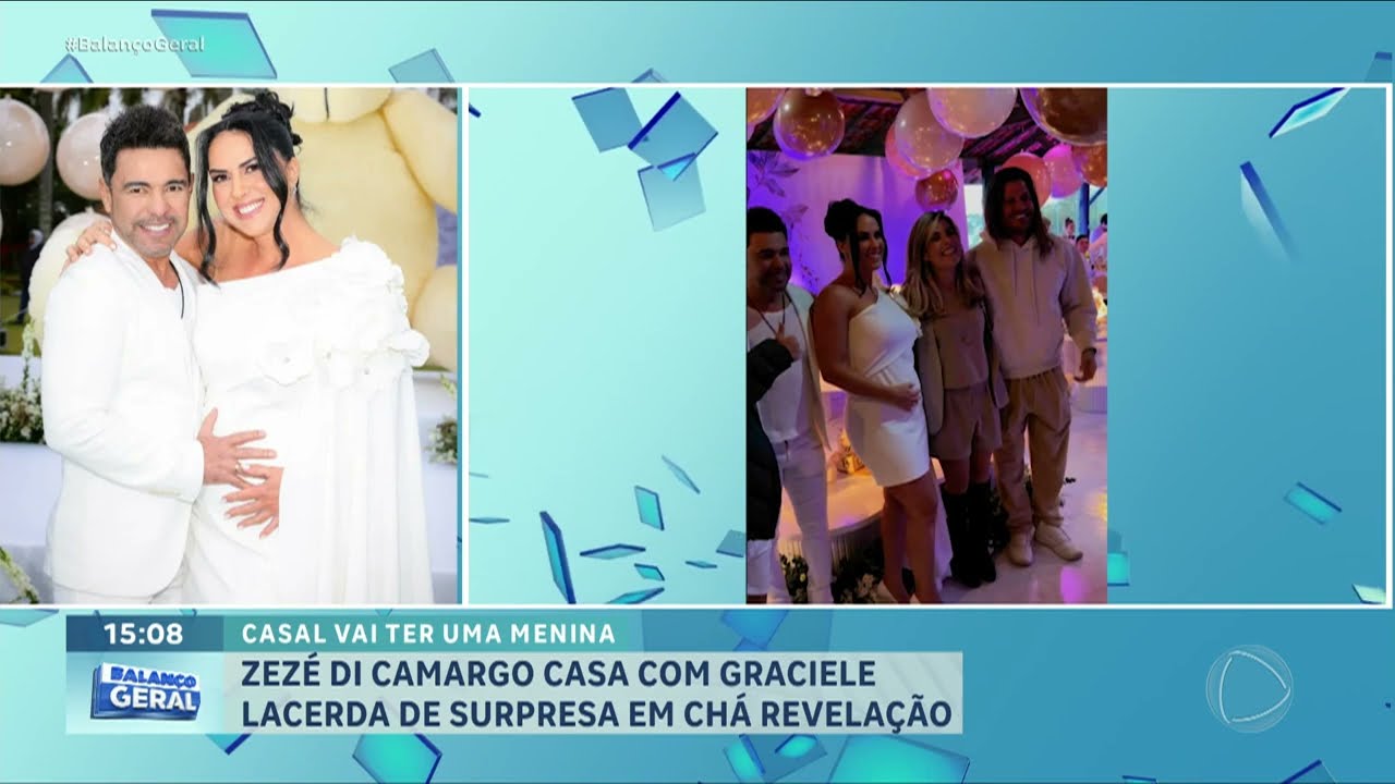 Zezé Di Camargo e Graciele tem casamento surpresa no dia do chá revelação | Balanço Geral