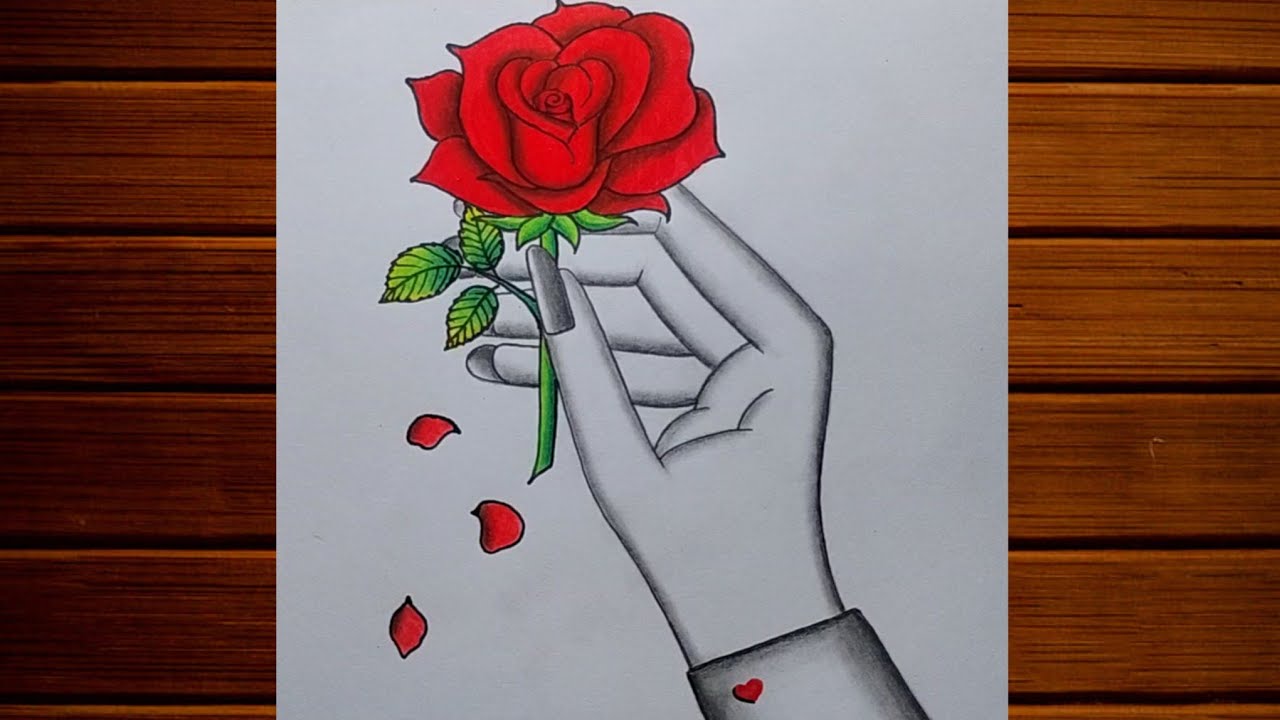 How to draw Rose step by step| Rose with Hand drawing| Rose Flower drawing| Valentine's day Special
