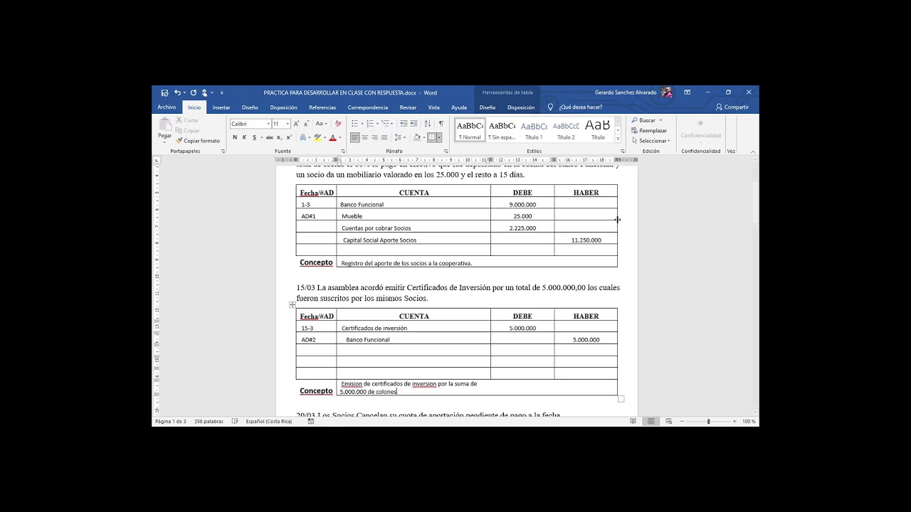Asientos sobre Cooperativas.
