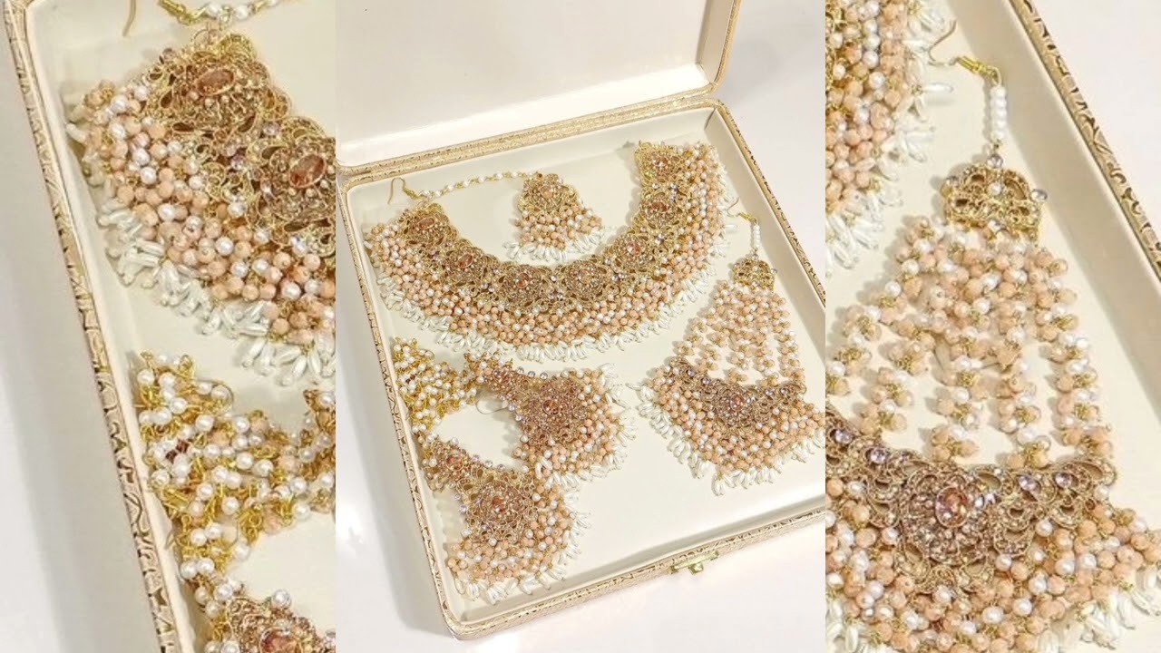 Heavy bridal Pakistani jewellery sets with kundan, pearl & gold work. Perfect for nikah.