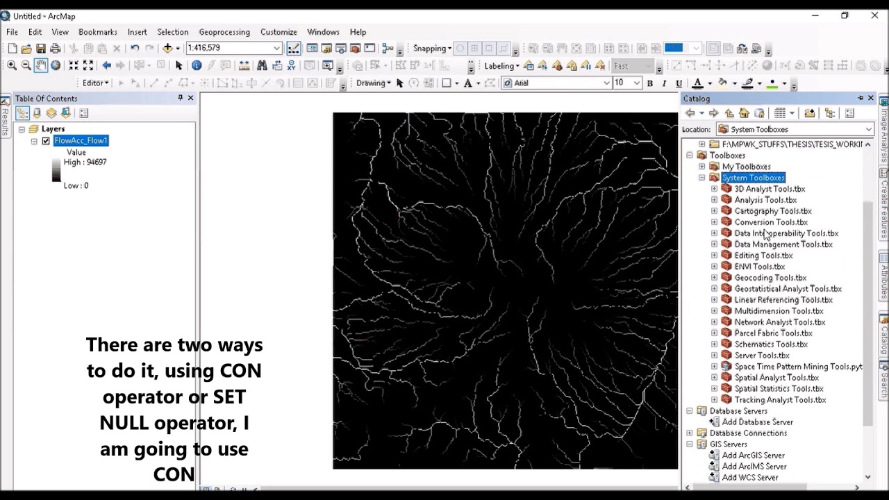 stream / river extraction from DEM using ArcGIS