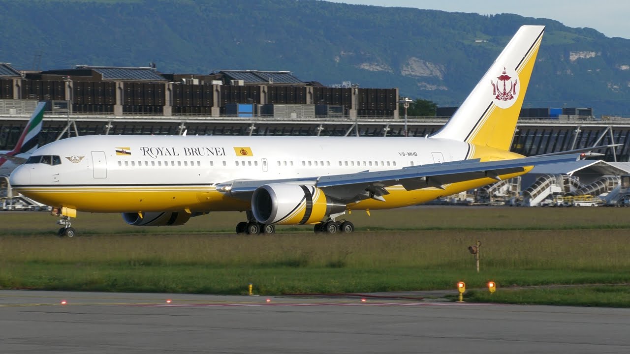 4K | *RARE* Brunei Government Boeing 767-200ER V8-MHB landing at Geneva/GVA/LSGG