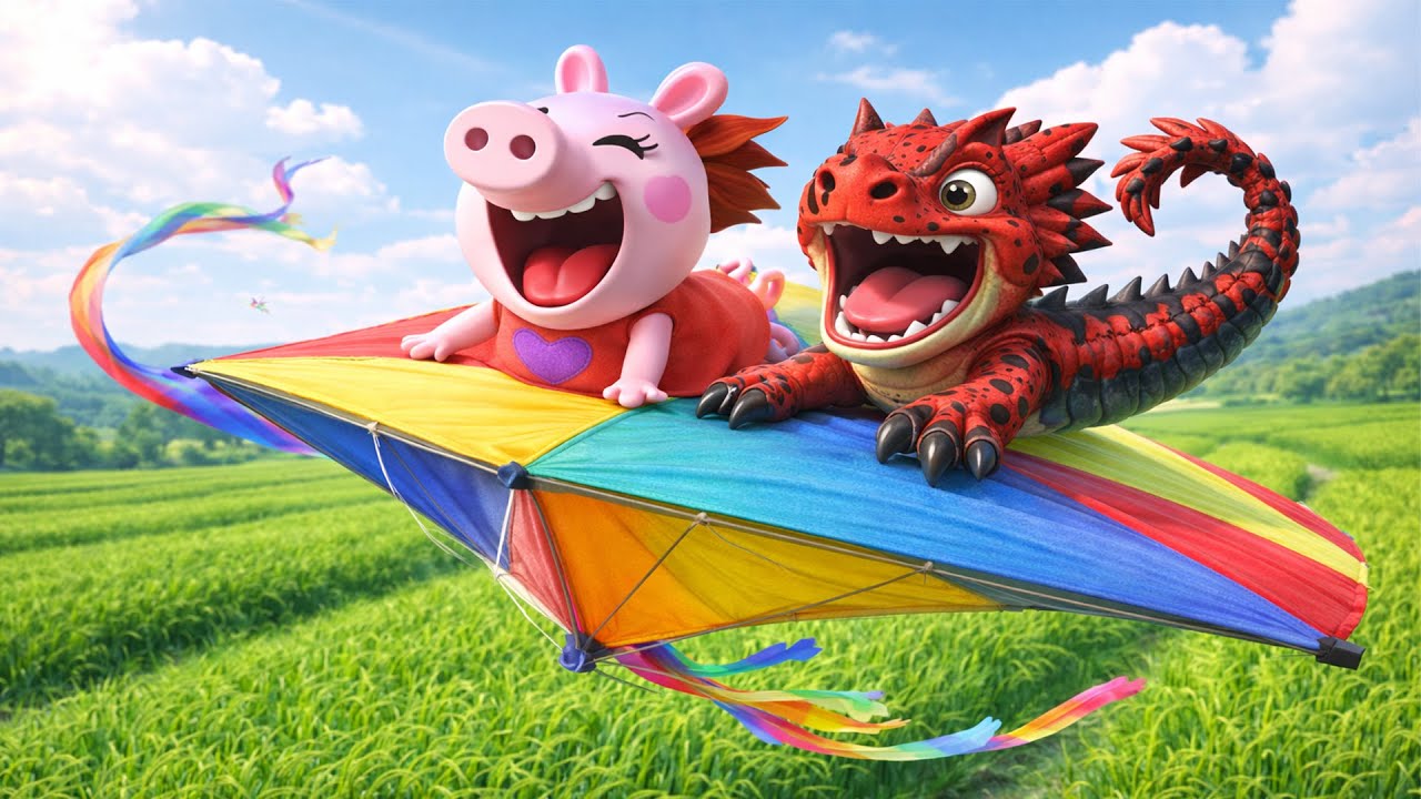 A Dinosaur Joins Peppa Pig on a Rainbow Kite 🤯🦖🌈 | Peppa Pig Funny Animation
