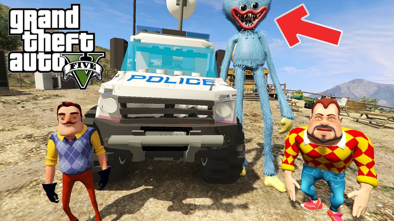 HELLO NEİGHBOR POLİS OLDU POPPY PLAYTİME YAKALADI - GTA 5 #gta5