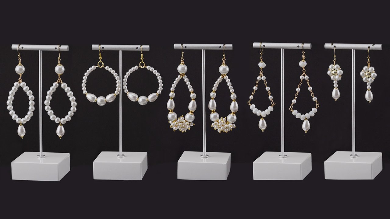 5 Easy Pearl & Crystal Earring Design | DIY Earrings Handmade Jewelry Making