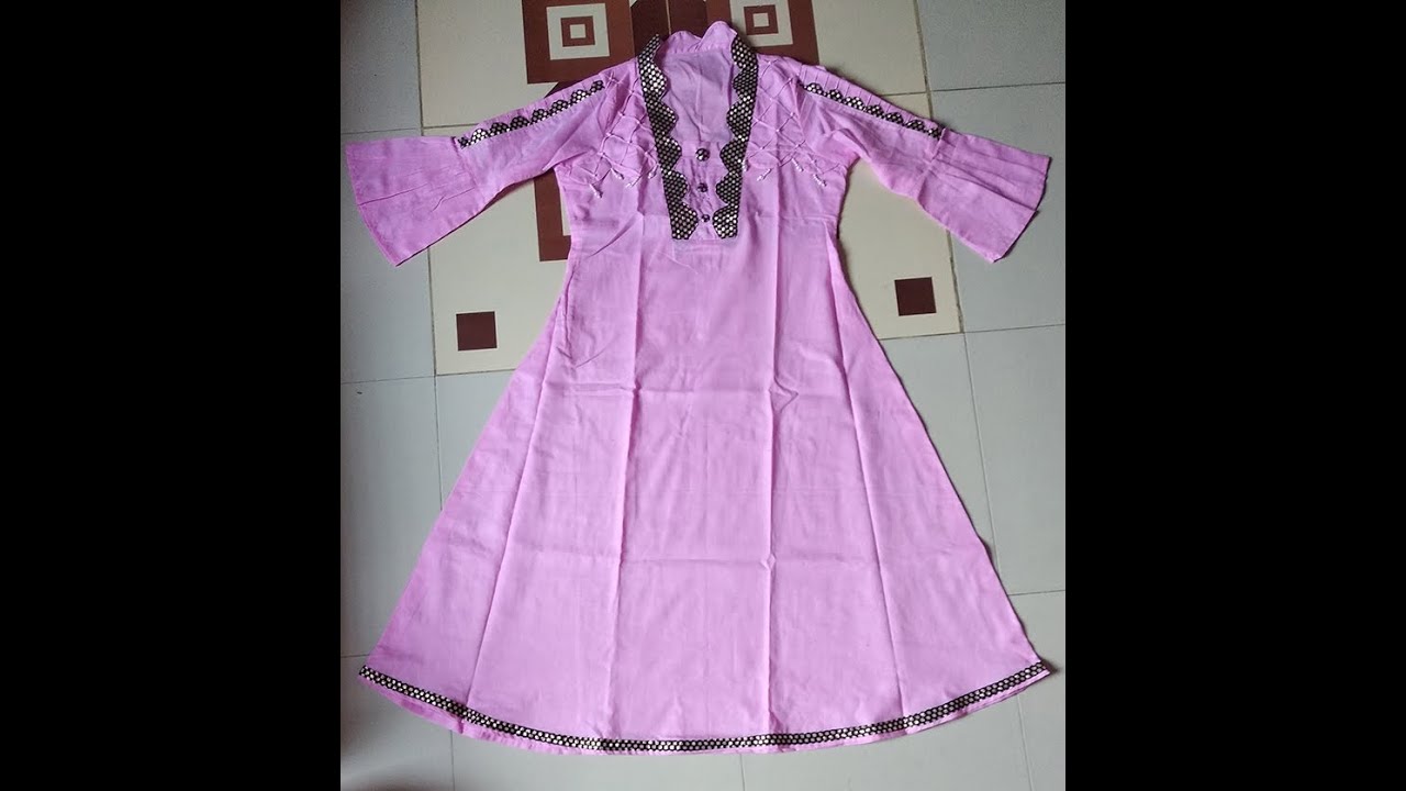 কুর্তি কাটিং ও সেলাই ২০২২ Cutwork coller kurti cutting & stitching/how to make designer kurti 2022