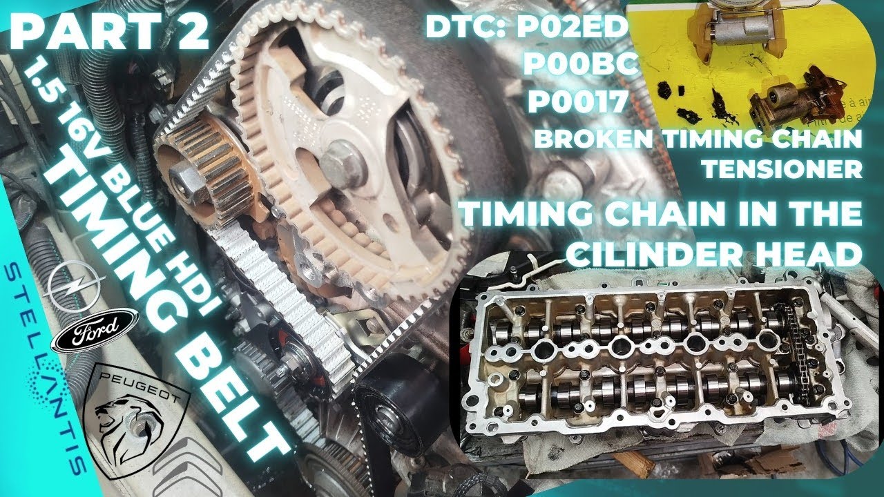 Psa 1.5 16v blue hdi timing belt and chain replacement in the cilinder head DTC: P02ED P00BC P0017