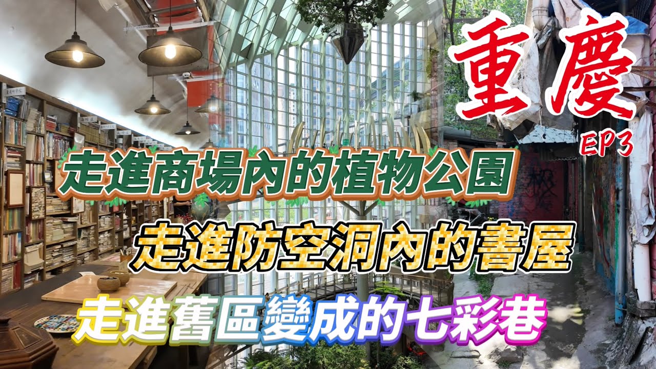 【遊重慶EP3】“沐光森林”重慶光環購物公園室內植物園｜馬房灣七彩巷｜防空洞改建的軍哥書屋￼｜重慶之旅2025