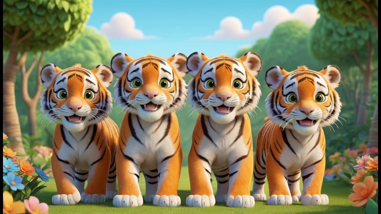 Fünf kleine Tiger brüllen laut | Wildes Tierlied & Zählen lernen für Kinder