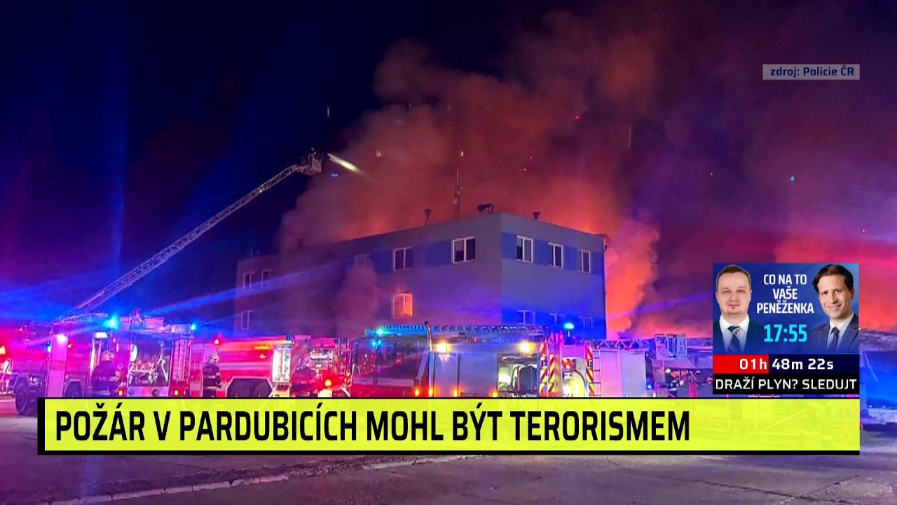 Požár v Pardubicích zřejmě souvisí s terorismem, tvrdí Metnar. Žháři zveřejnili video