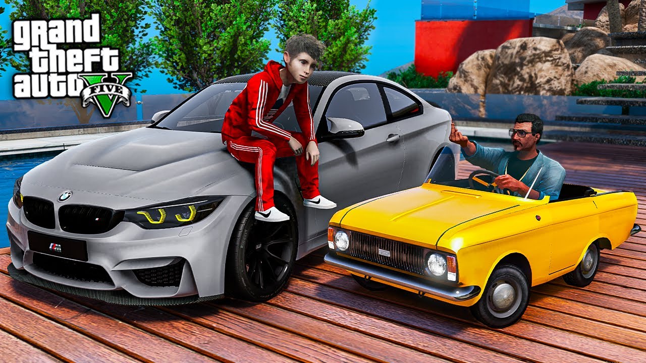 ПАПА ПОДАРИЛ ШКОЛЬНИКУ BMW M4 и МАЛЕНЬКИЙ МОСКВИЧ - ОТЕЦ И СЫН В GTA 5 ⚡ГАРВИН