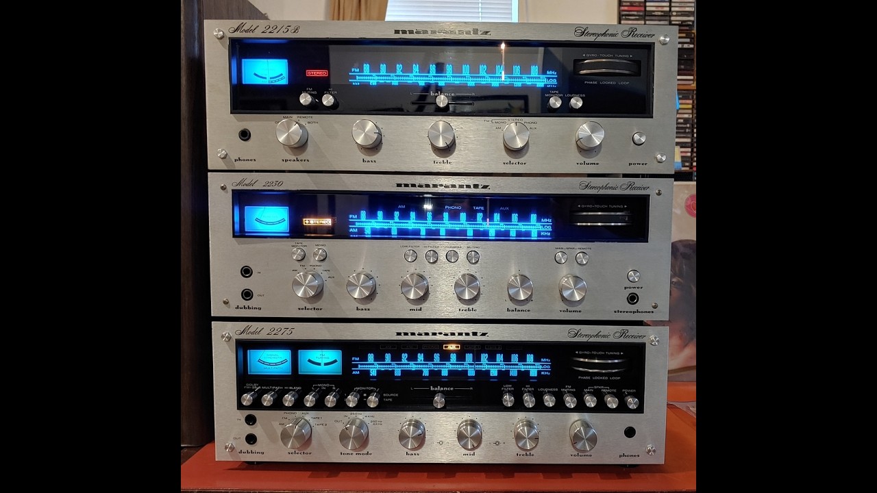 Винтажный Marantz 70-х годов: впечатляющая подсветка. Модели 2215B, 2230 и 2275, установленные др...