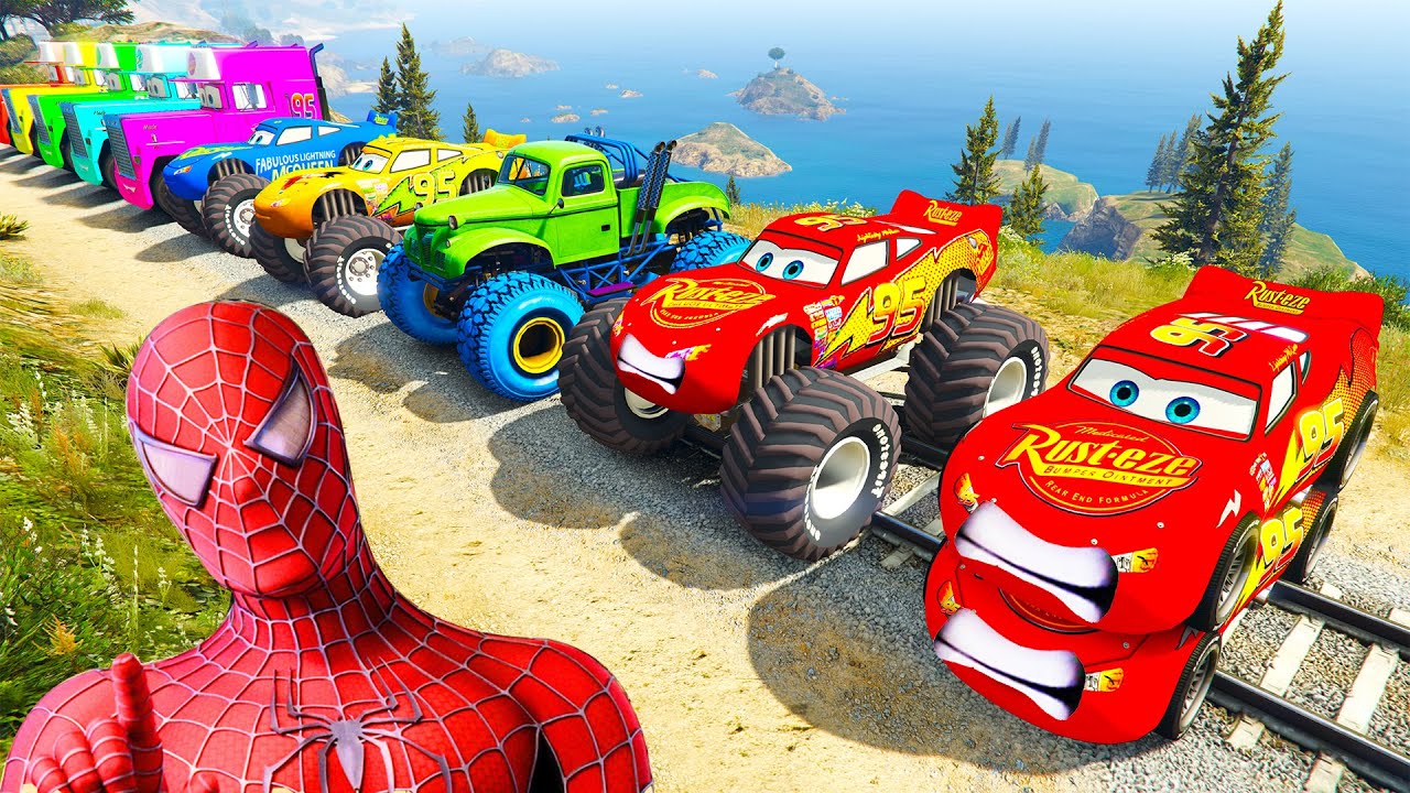 GTA V Superheroes Crazy Race Challenge with Super Cars | GTA 5 Spiderman Car Stunt Race