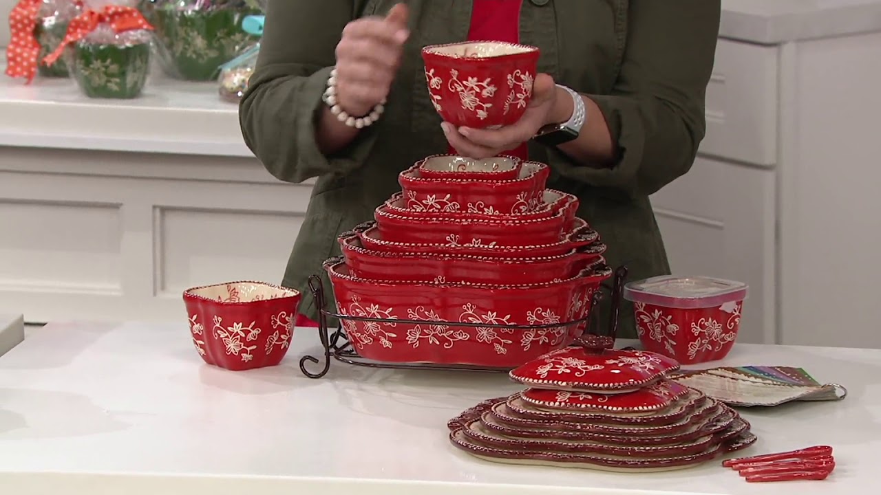 Temp-tations Old World or Floral Lace 25-piece Bakeware Set on QVC