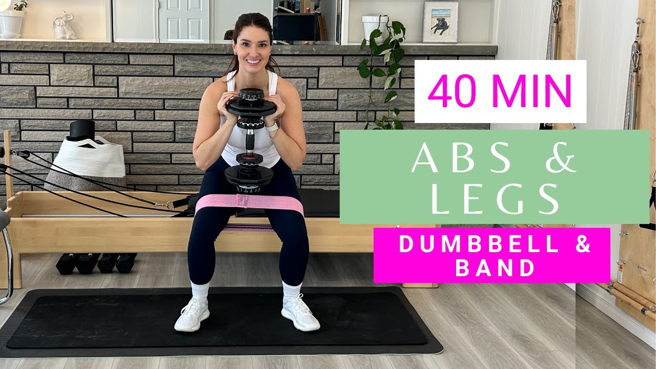 Abs and Legs | Pilates and Strength Workout with a Dumbbell & Band | 40 Minutes