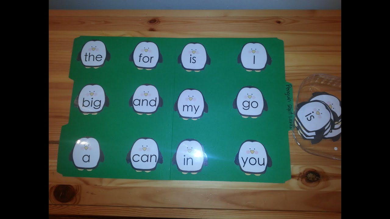 Penguin Sight Words File Folder Game- Kindergarten- Fun Learning!