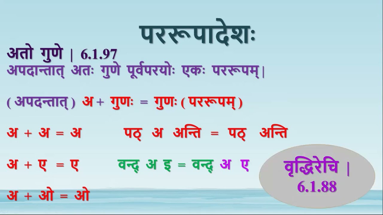 अच्सन्धिप्रकरणम्‌ - 9 | पररूपसन्धिः | उस्यपदान्तात्‌ | अतो गुणे | अव्यक्तानुकरणस्यात इतौ | नाम्रे...