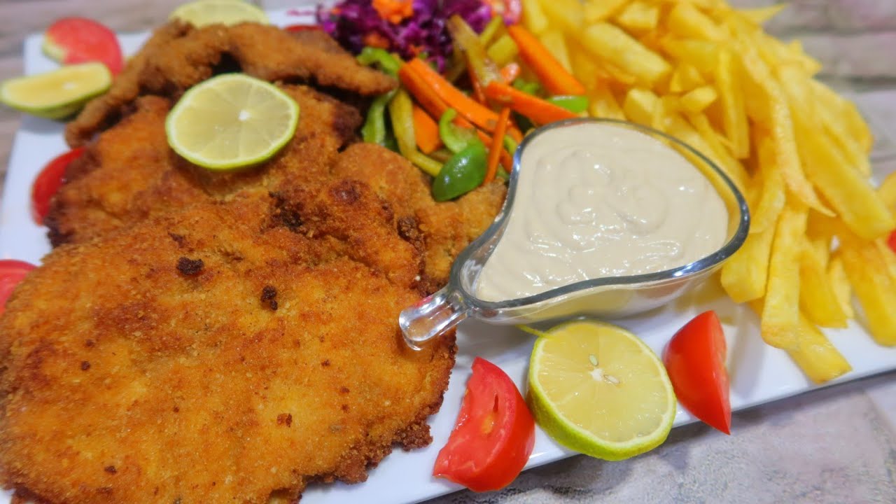 اسكالوب دجاج على طريقه الخاصه واياها فنجر وسوتيه وطحنيه تنافس طعم المطاعم