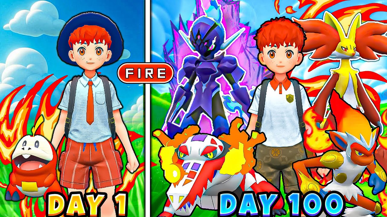 I Spend 100 Day With Only Fire Type Pokemon in Pokemon Scarlet & Violet [ FULL POKEMON MOVIE ]