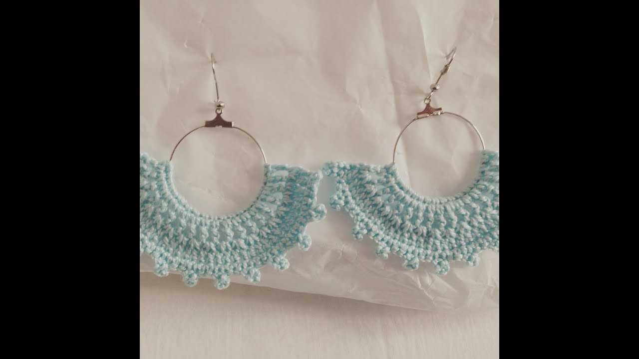 hacer paso a paso unos pendientes de abanico en crochet