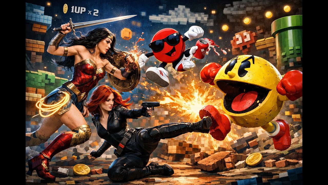 AC's Nut GAMES | MUGEN Req Match Series | Wonder Woman & Black Widow Vs Cool Spot & Pac Man