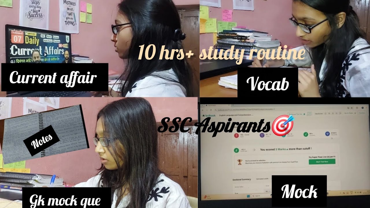10 hrs+ study routine/Daily routine of  ssc aspirants /productive day🔥 #ssccgl #ssc #ssc mts