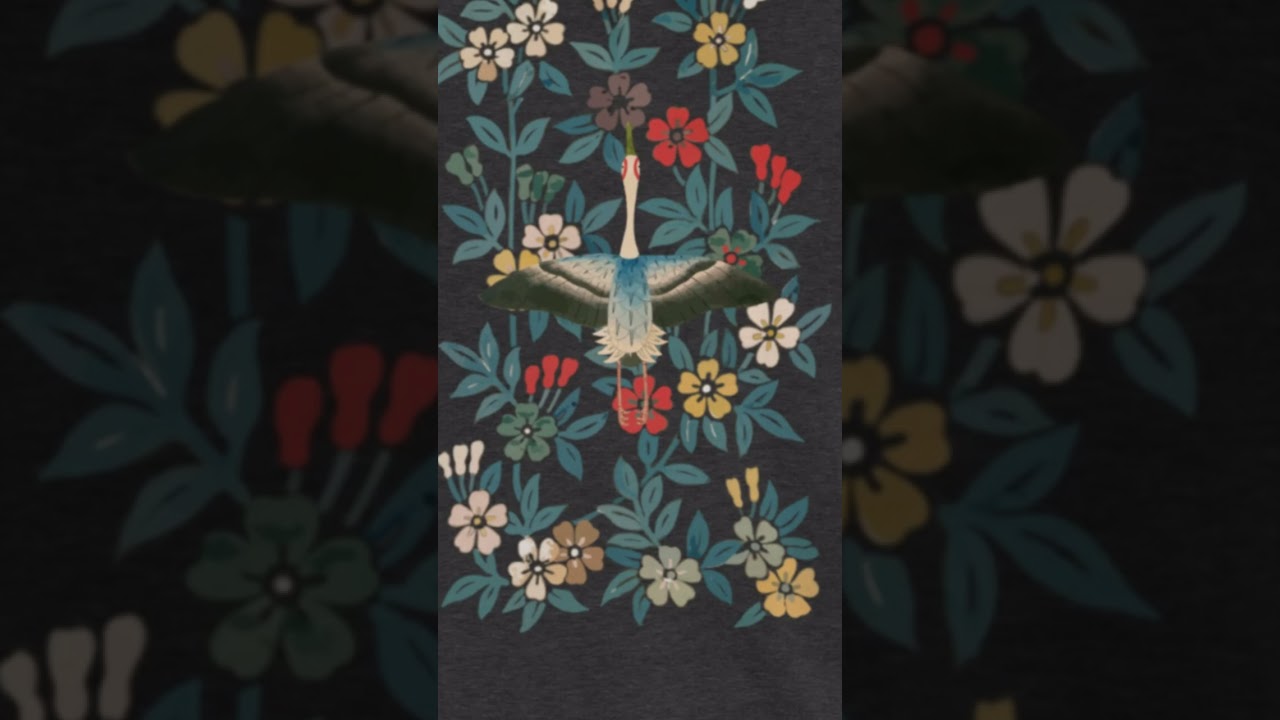 Crane and Flower Pattern Tank Top by ERIZEN