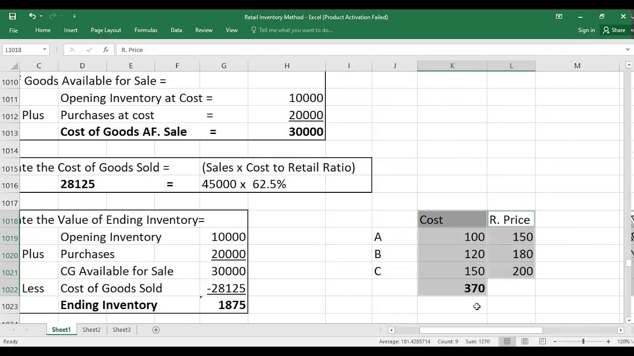 Retail Inventory Method | Estimating the Value of Closing Inventory & COGS | Inventory - Lecture 8
