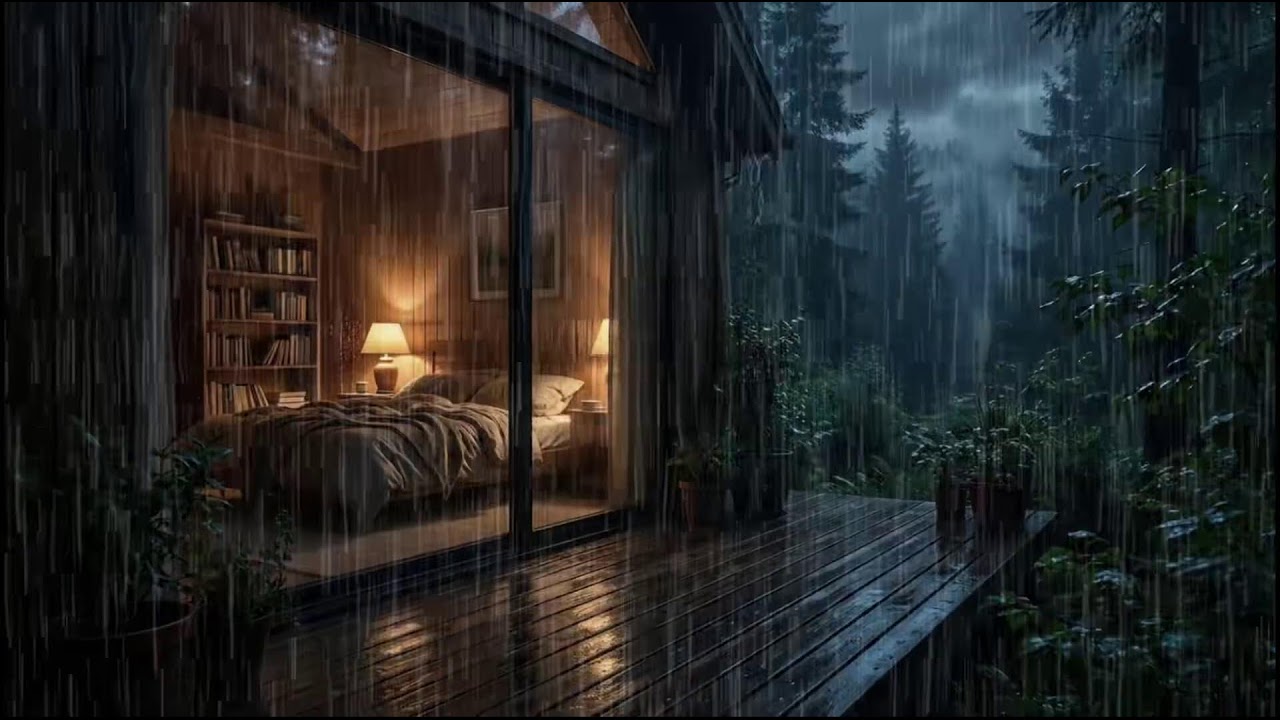 Quiet Rainy Forest Cabin 🌲 | Slow rain ambience with natural rain sounds for night relaxation