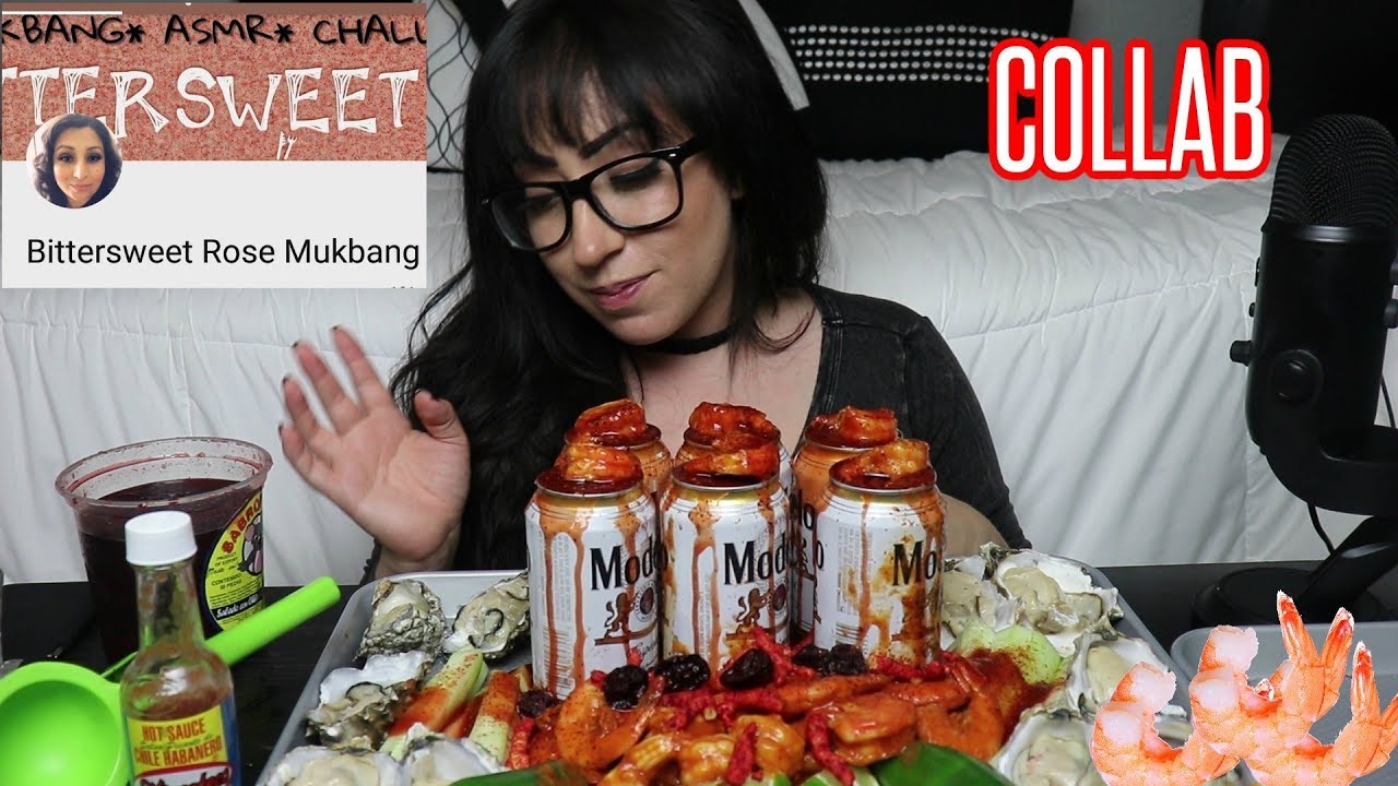 SHRIMP, OYSTERS, BEER | COLLAB WITH BITTERSWEET ROSE MUKBANG | EATING SHOW