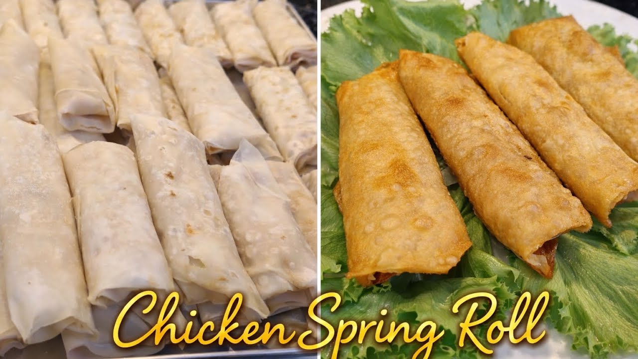 Golden Crispy Chicken Spring Rolls at Home|Chicken Spring Rolls – Perfect Iftar Snack@ZaiqaDelight 