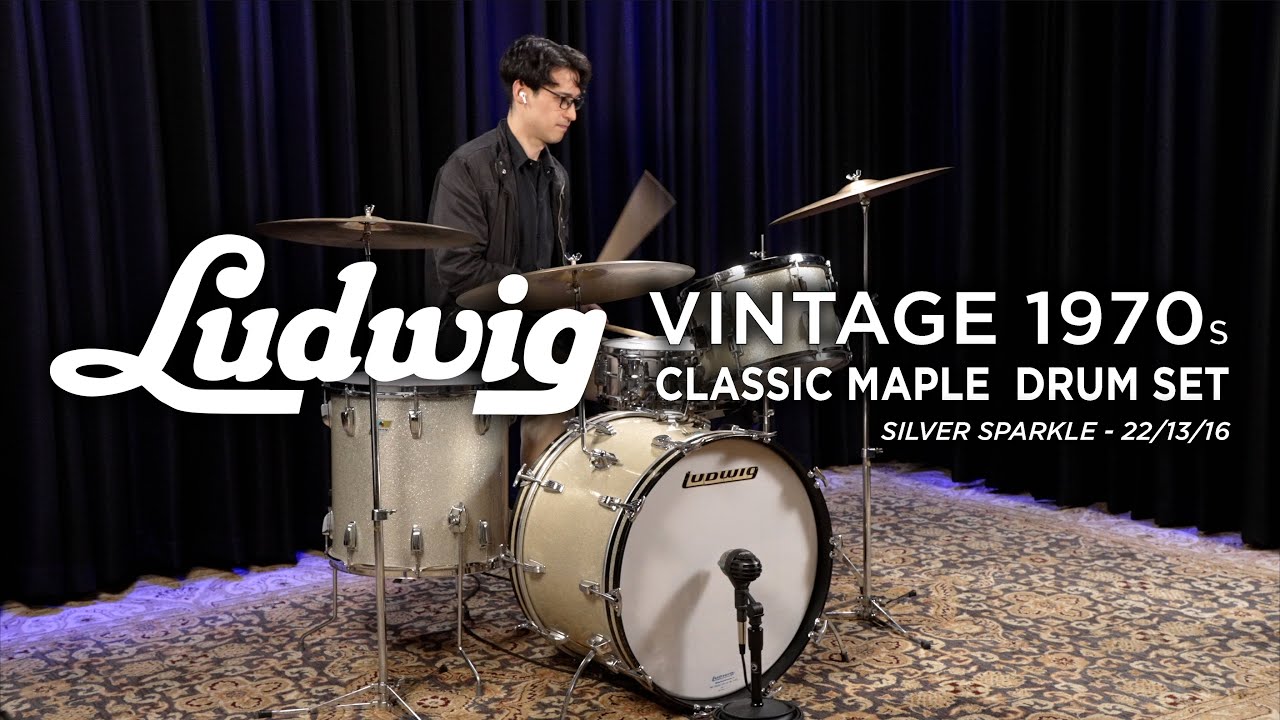 Vintage Ludwig 70s Classic Maple Drum Set 22/13/16/14 - Silver Sparkle