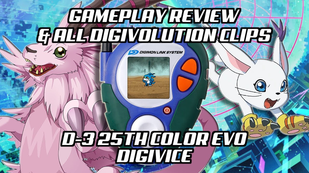 Gameplay Review & All Digivolution Clips | D-3 25th Color Evolution Digivice