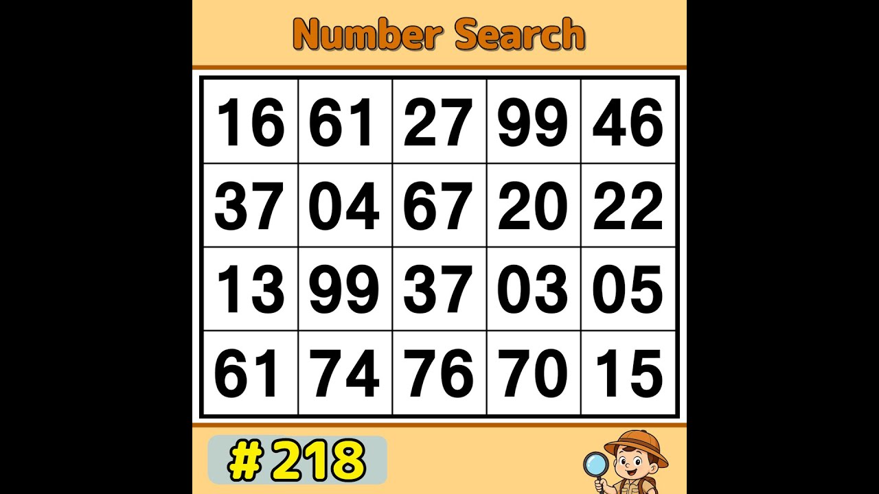 【JimmyPuzzle】 Fun Daily Puzzle for Your Brain! 《Number Search｜Brain Exercise》 #218