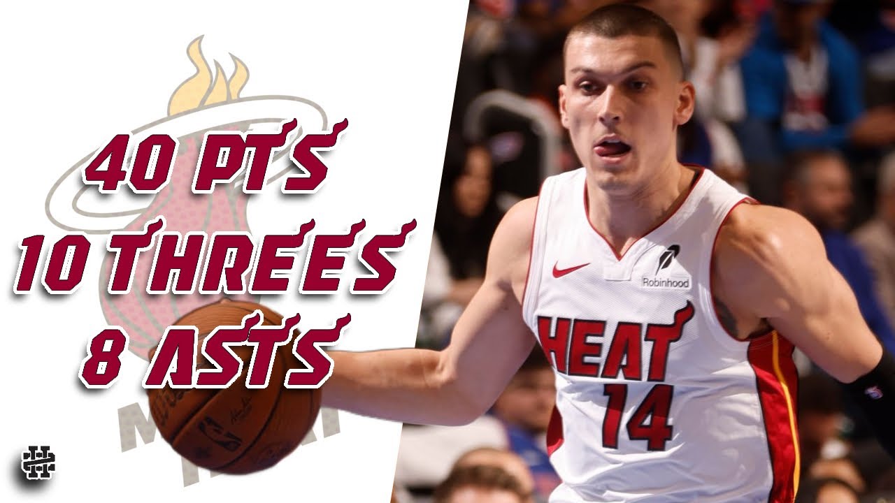 Tyler Herro 40 pts 10 threes 8 asts vs Pistons 24/25 season